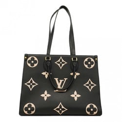 Louis Vuitton Tote Bag Monogram Empreinte Bicolor On the Go MM M45495 Black Beige Women's