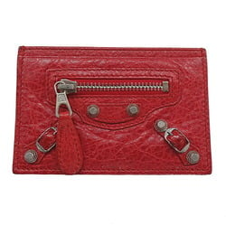 BALENCIAGA Card Case for Women and Men, Pass Case, Leather, Giant, Red, 285373