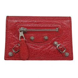 BALENCIAGA Card Case for Women and Men, Pass Case, Leather, Giant, Red, 285373