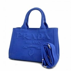 Prada Tote Bag Canapa Canvas Blue Women's