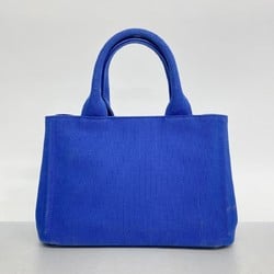 Prada Tote Bag Canapa Canvas Blue Women's