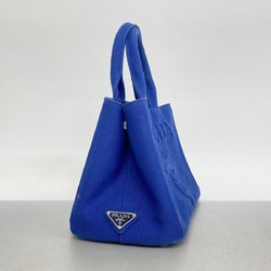 Prada Tote Bag Canapa Canvas Blue Women's