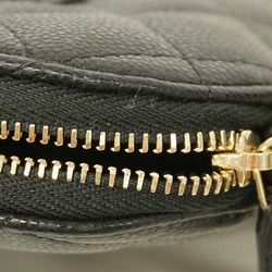 Chanel Shoulder Bag Matelasse Caviar Skin Black Champagne Ladies