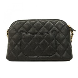 Chanel Shoulder Bag Matelasse Caviar Skin Black Champagne Ladies