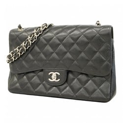 Chanel Shoulder Bag Deca Matelasse Caviar Skin Black Women's