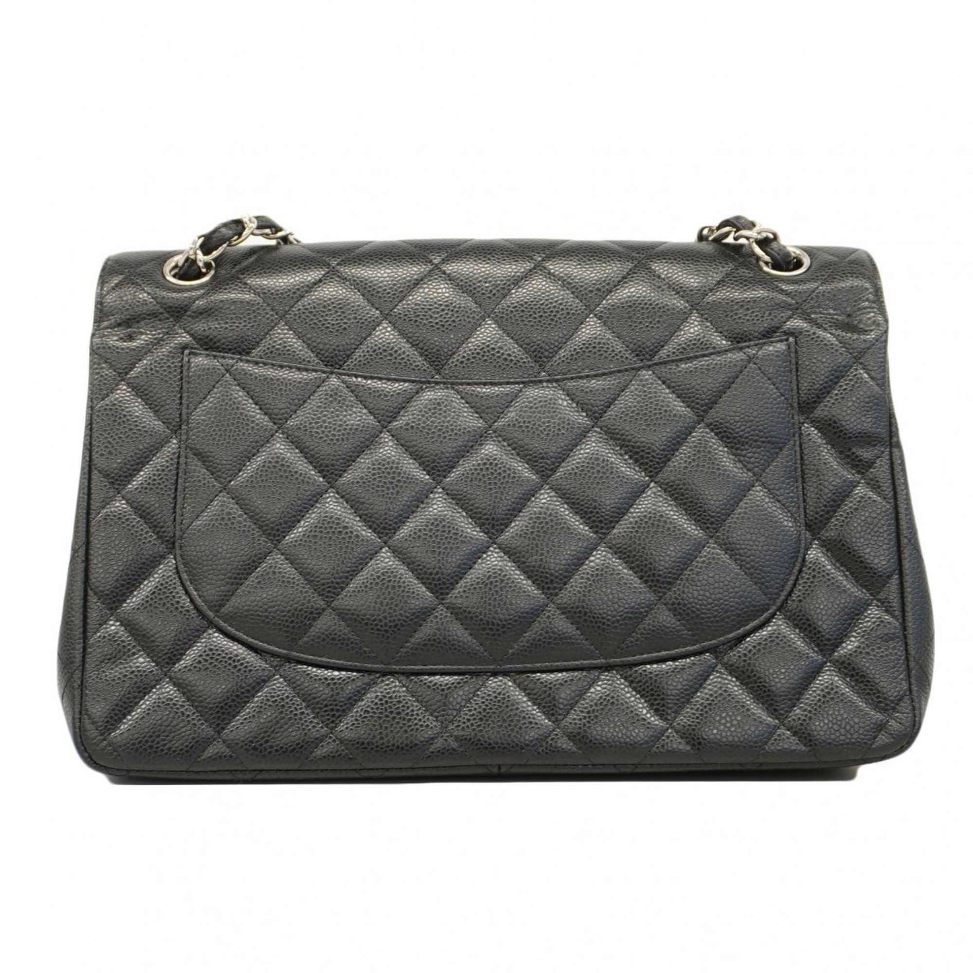 Chanel Shoulder Bag Deca Matelasse Caviar Skin Black Women's