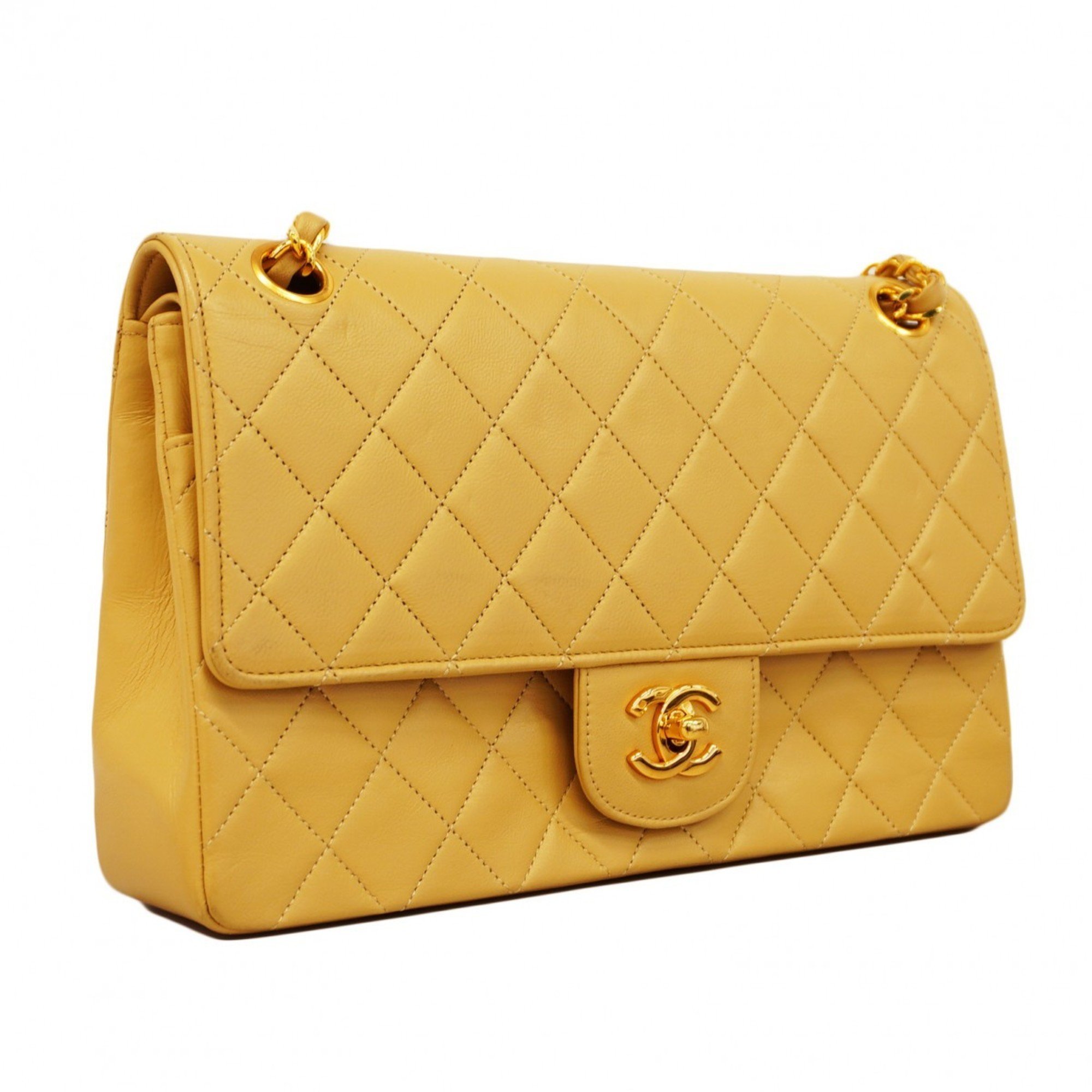 Chanel Shoulder Bag Matelasse Lambskin Beige Women's