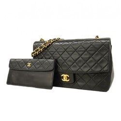 Chanel Shoulder Bag Matelasse Lambskin Black Women's