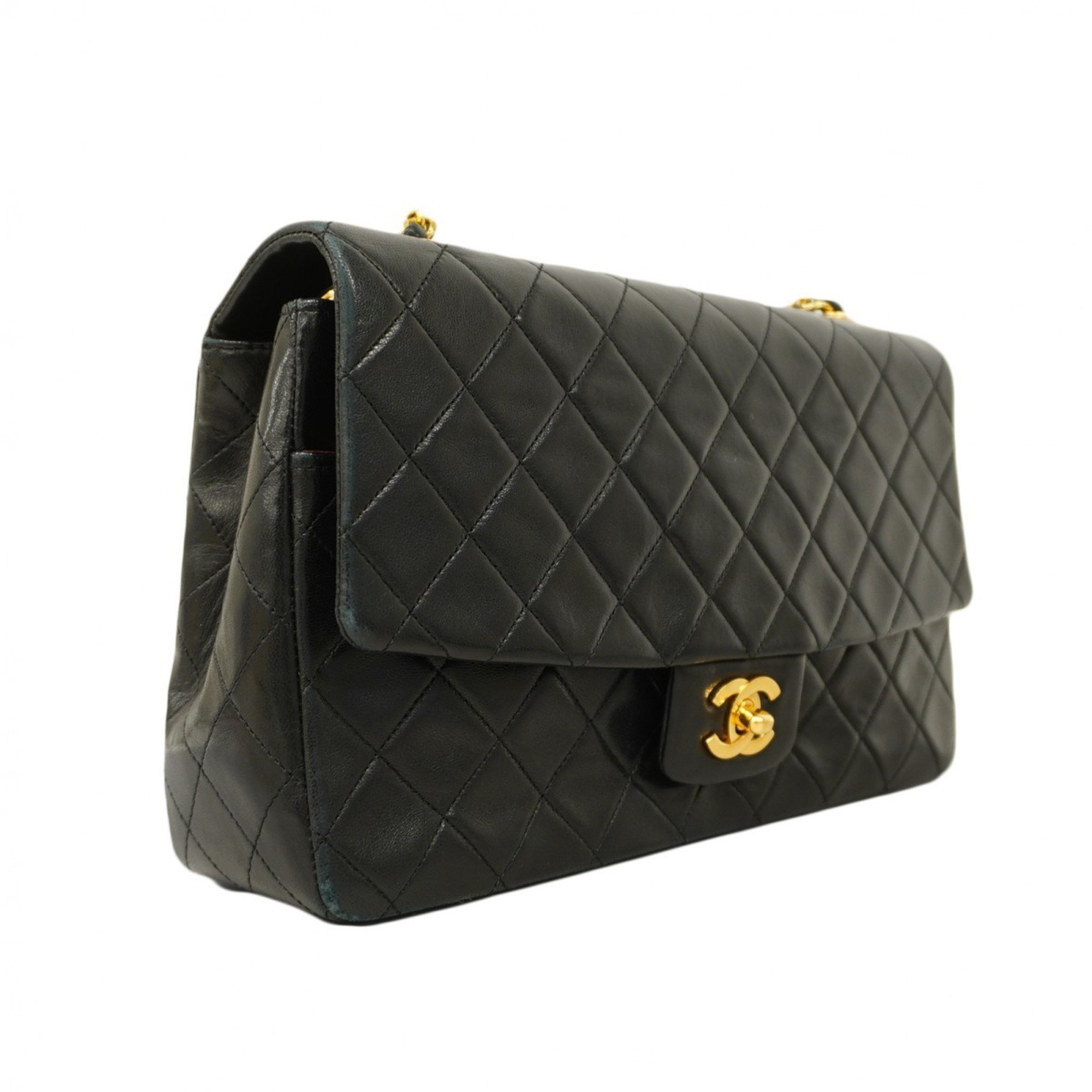 Chanel Shoulder Bag Matelasse Lambskin Black Women's