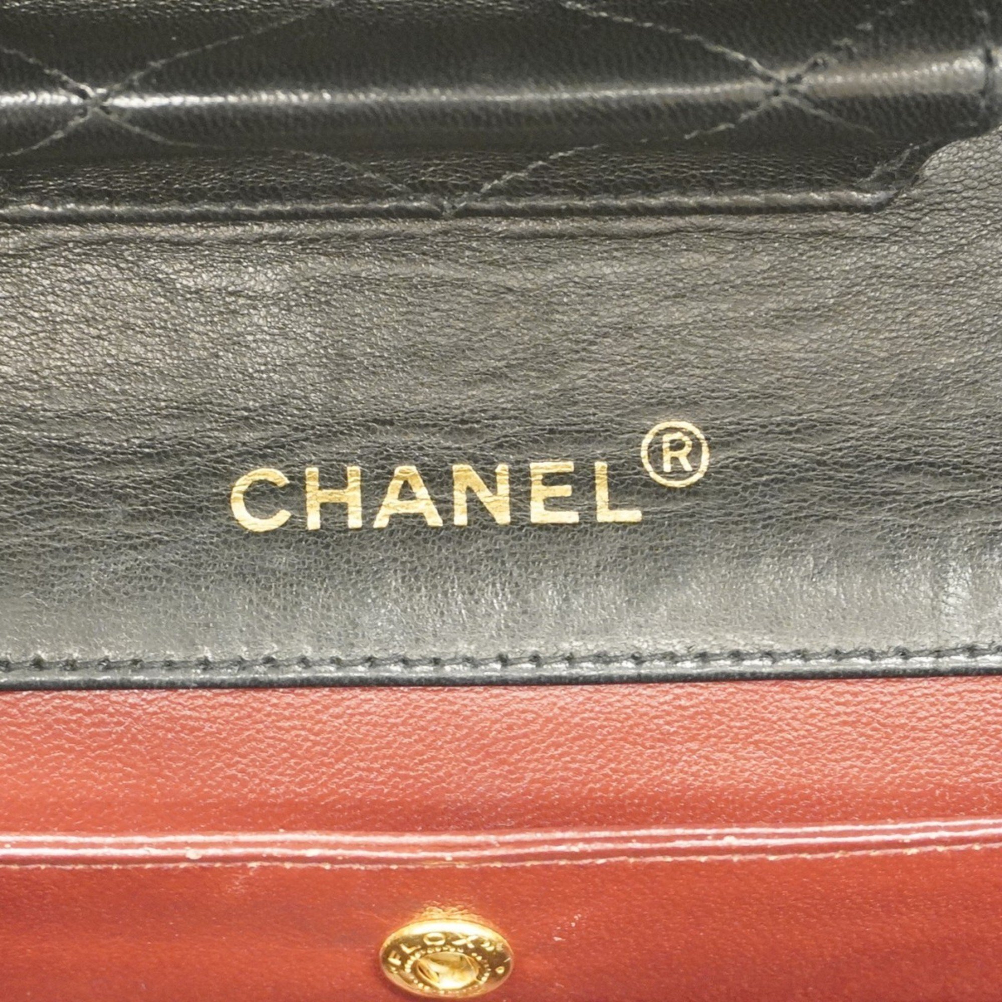 Chanel Shoulder Bag Matelasse Lambskin Black Women's