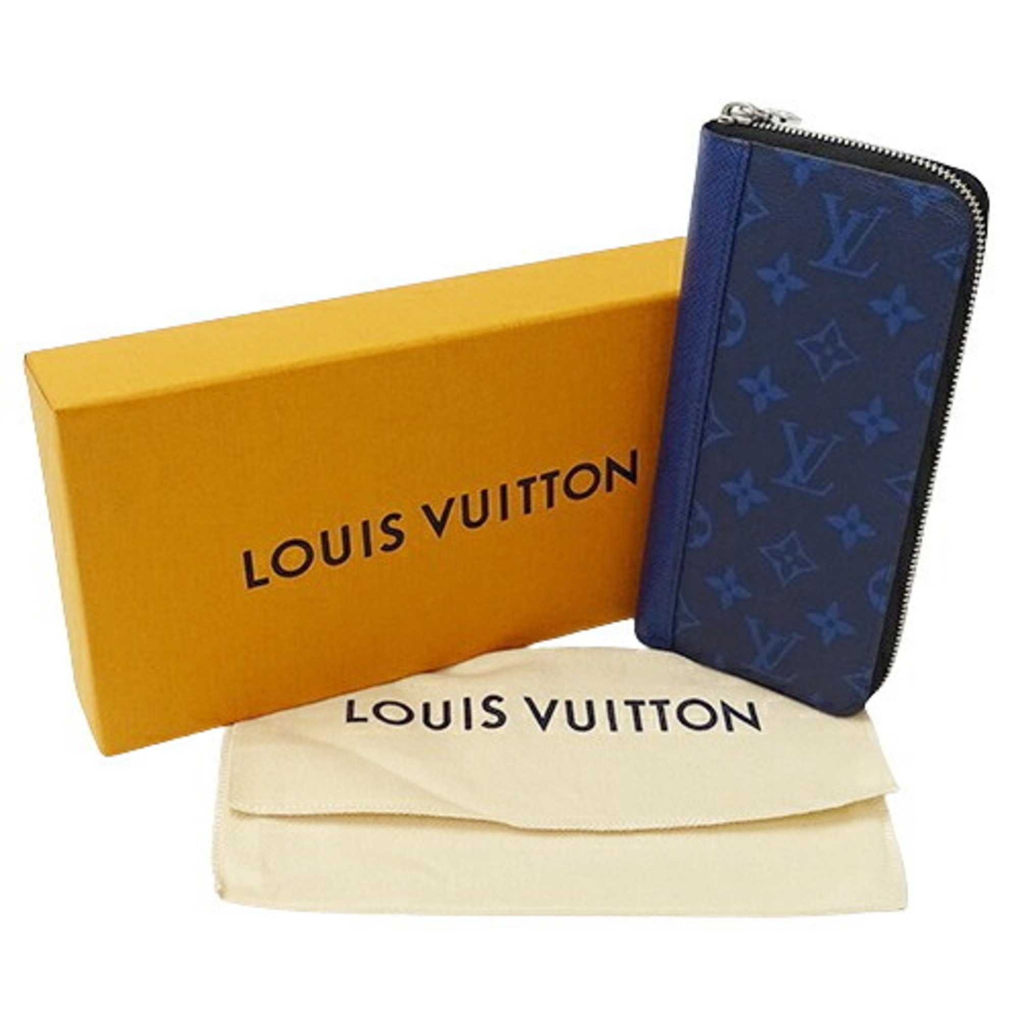 Louis Vuitton LOUIS VUITTON Wallet Taigarama Men's Long Zippy Vertical Cobalt M30447 Blue Round