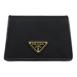 PRADA Wallet for Women and Men, Bi-fold Wallet, Nylon Saffiano, Black, 1MV204, Compact