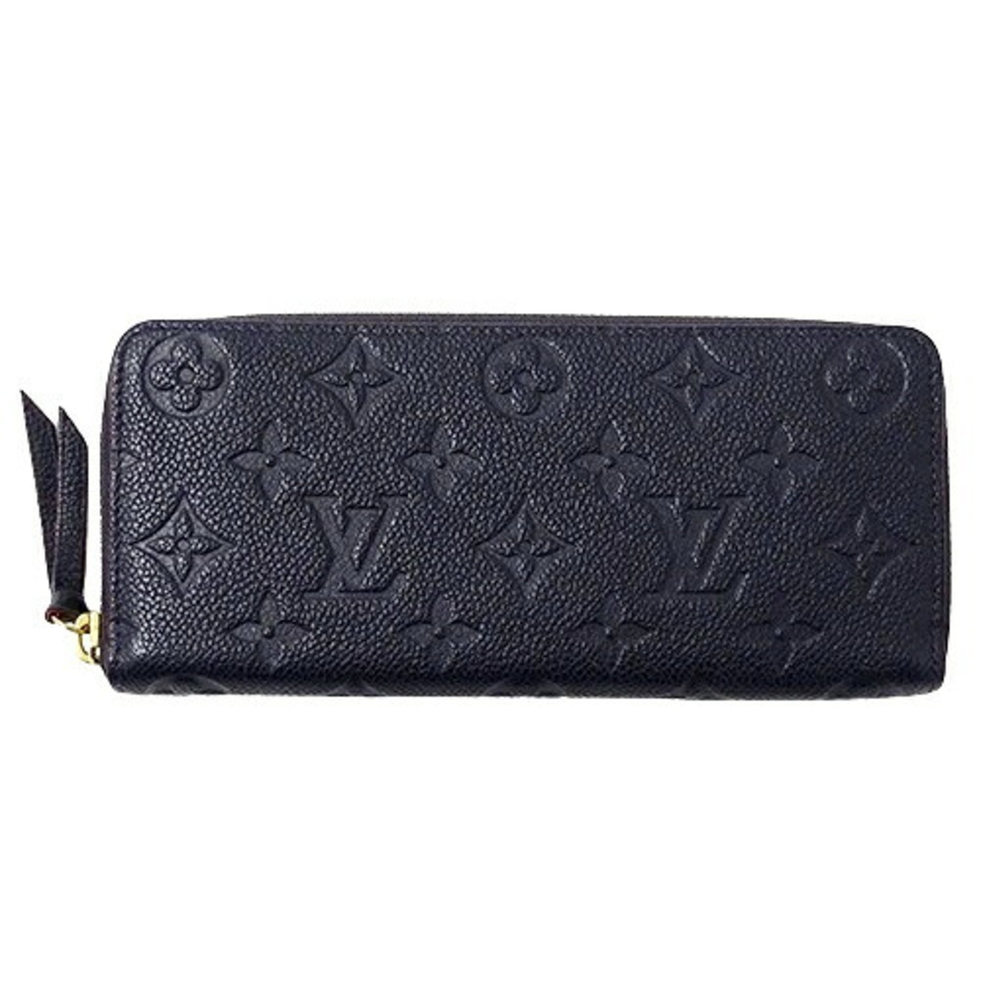 Louis Vuitton LOUIS VUITTON Wallet Monogram Empreinte Women's Long Portefeuille Clemence Marine Rouge M69415 Navy Blue Round