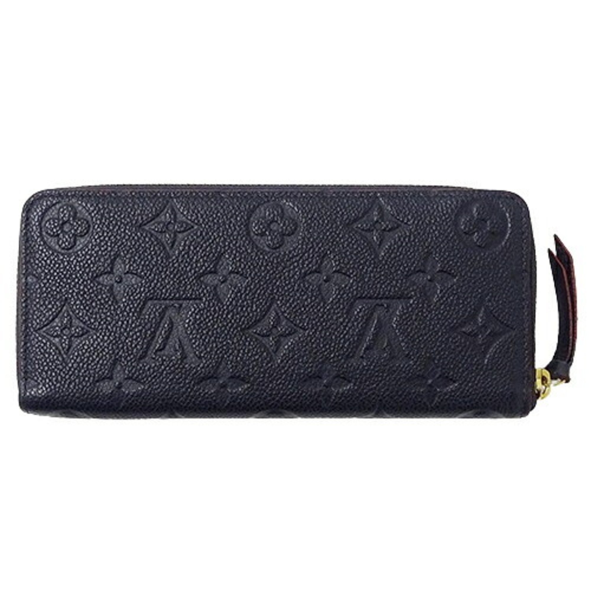 Louis Vuitton LOUIS VUITTON Wallet Monogram Empreinte Women's Long Portefeuille Clemence Marine Rouge M69415 Navy Blue Round