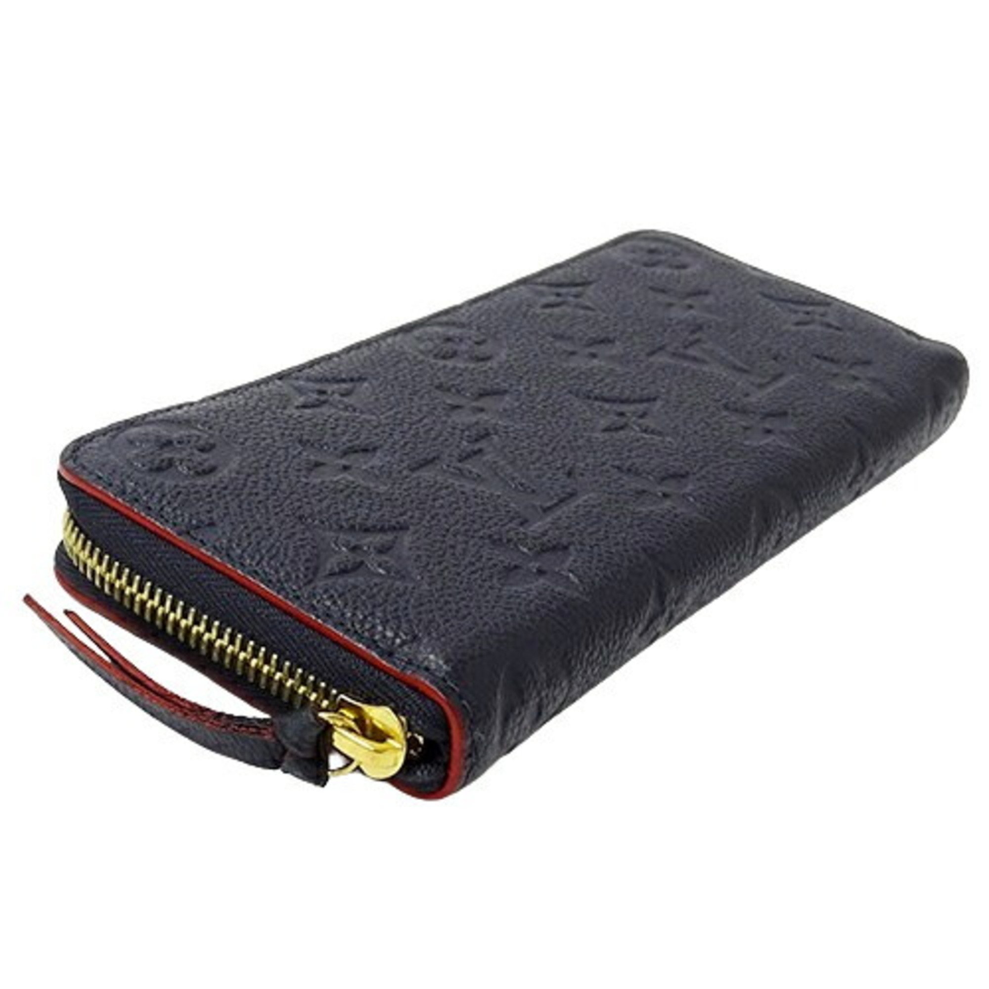 Louis Vuitton LOUIS VUITTON Wallet Monogram Empreinte Women's Long Portefeuille Clemence Marine Rouge M69415 Navy Blue Round