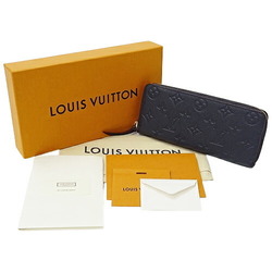 Louis Vuitton LOUIS VUITTON Wallet Monogram Empreinte Women's Long Portefeuille Clemence Marine Rouge M69415 Navy Blue Round