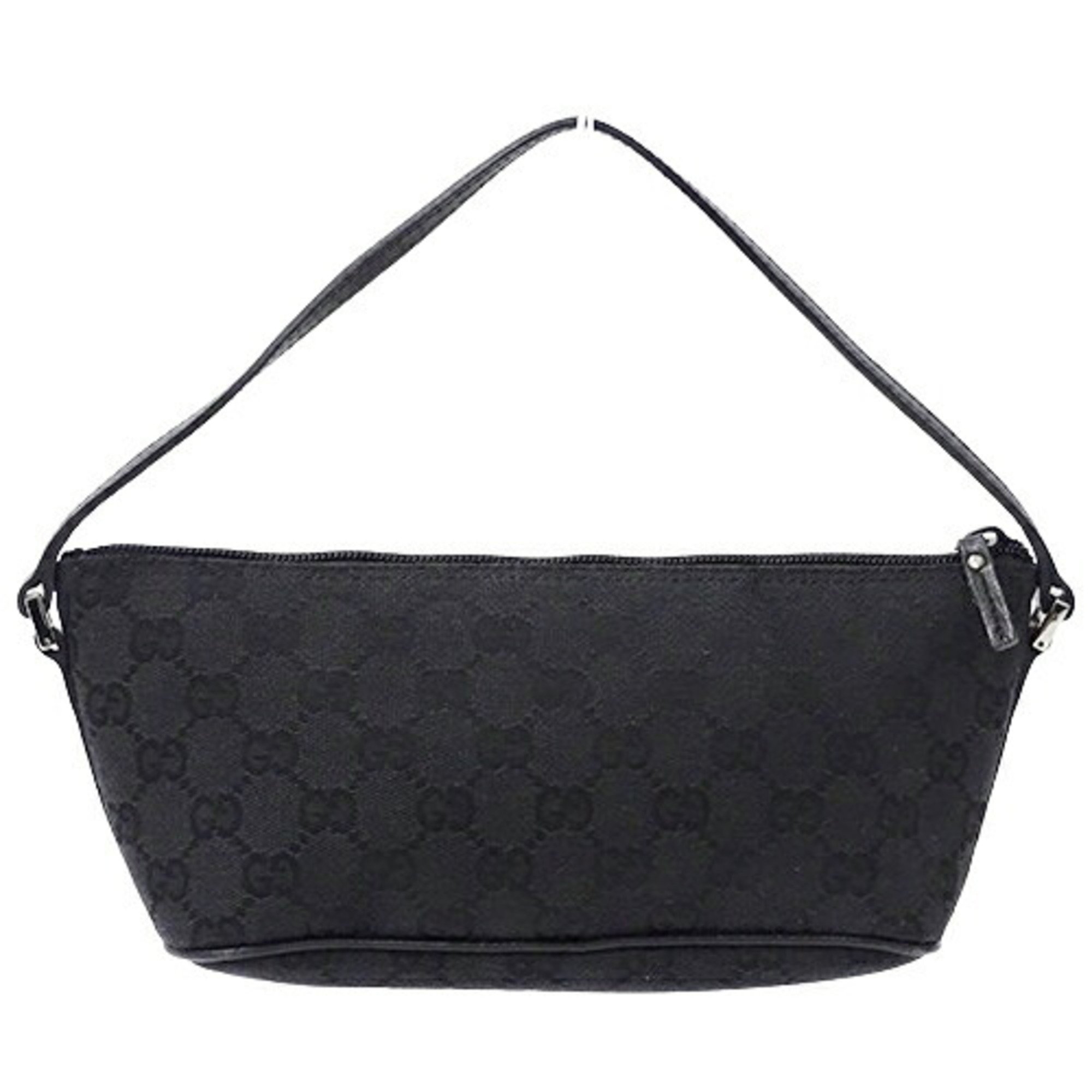 GUCCI Pouch Women's Hand Handbag GG Canvas Black 07198