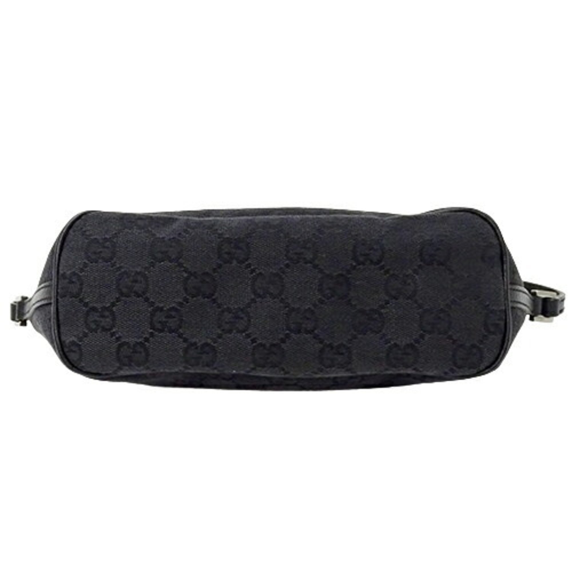 GUCCI Pouch Women's Hand Handbag GG Canvas Black 07198