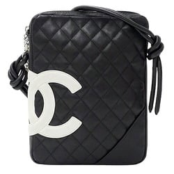 Chanel CHANEL Bag Cambon Women's Shoulder Leather Black White