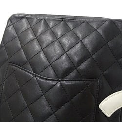 Chanel CHANEL Bag Cambon Women's Shoulder Leather Black White