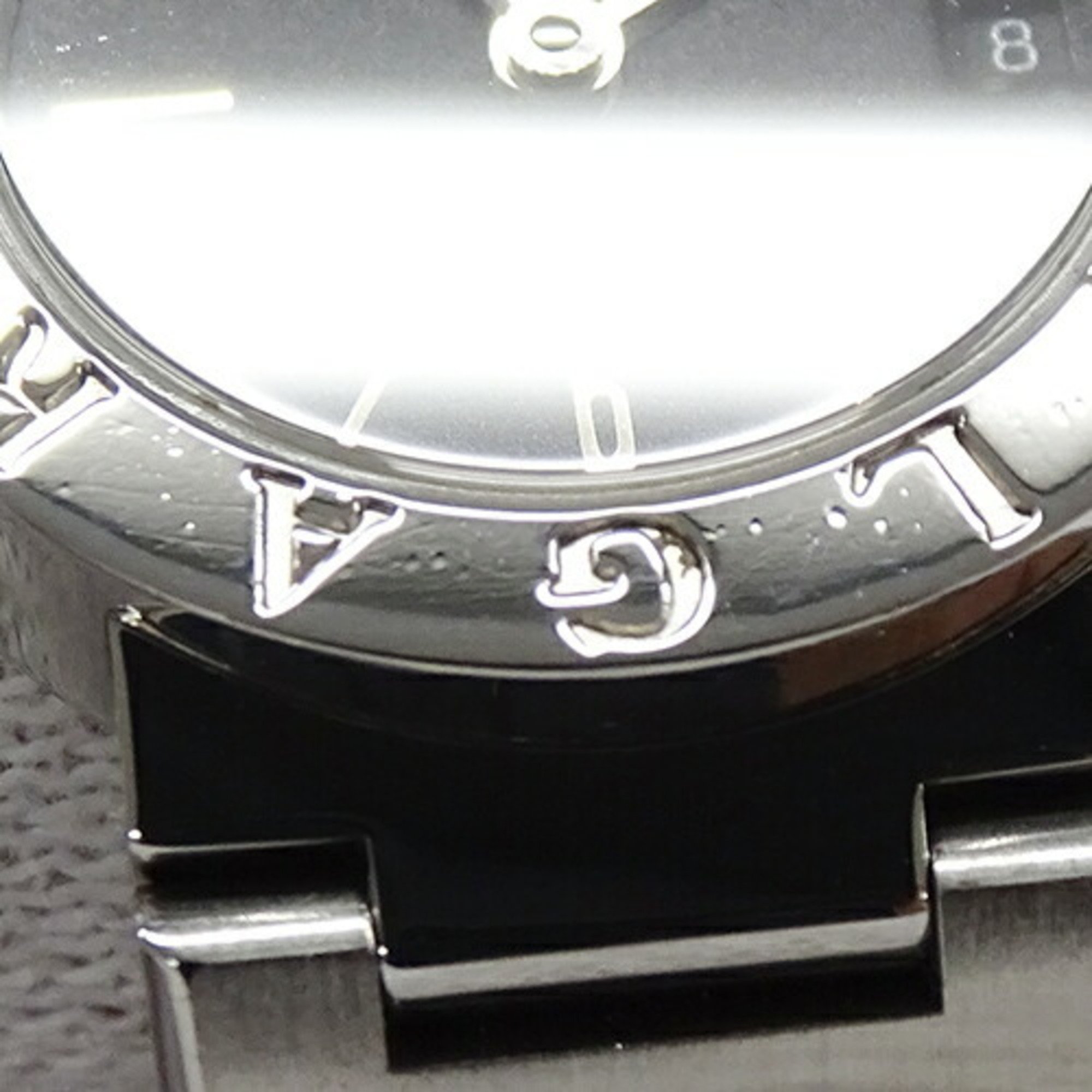 BVLGARI Women's Watch Date Quartz Stainless Steel SS BB23SS Silver Black Polished