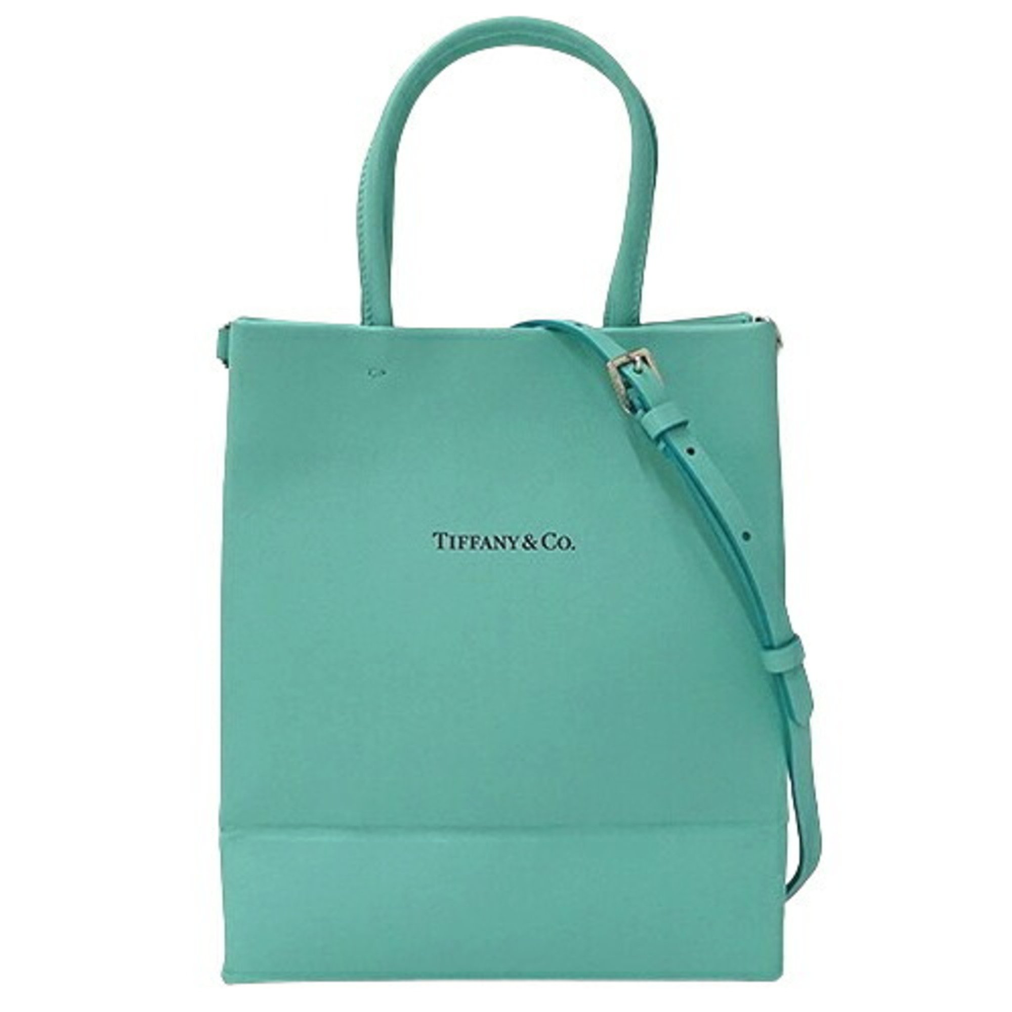 Tiffany & Co. Bags for women, handbags, shoulder bags, 2-way leather tote, small, blue bag