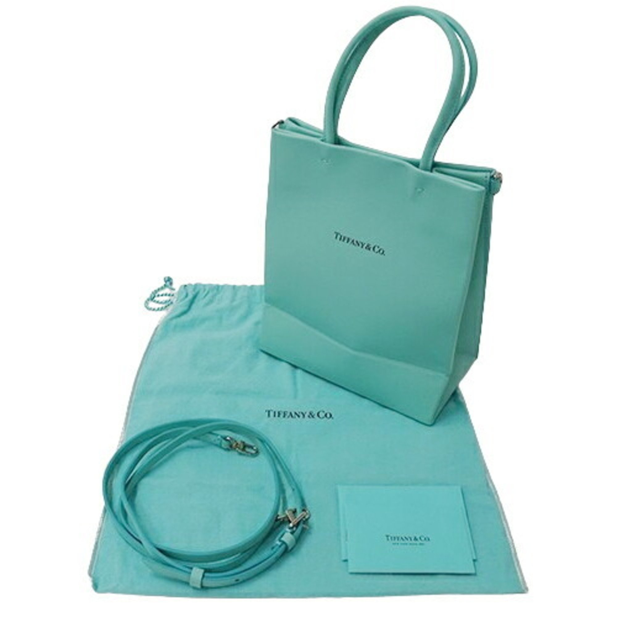 Tiffany & Co. Bags for women, handbags, shoulder bags, 2-way leather tote, small, blue bag