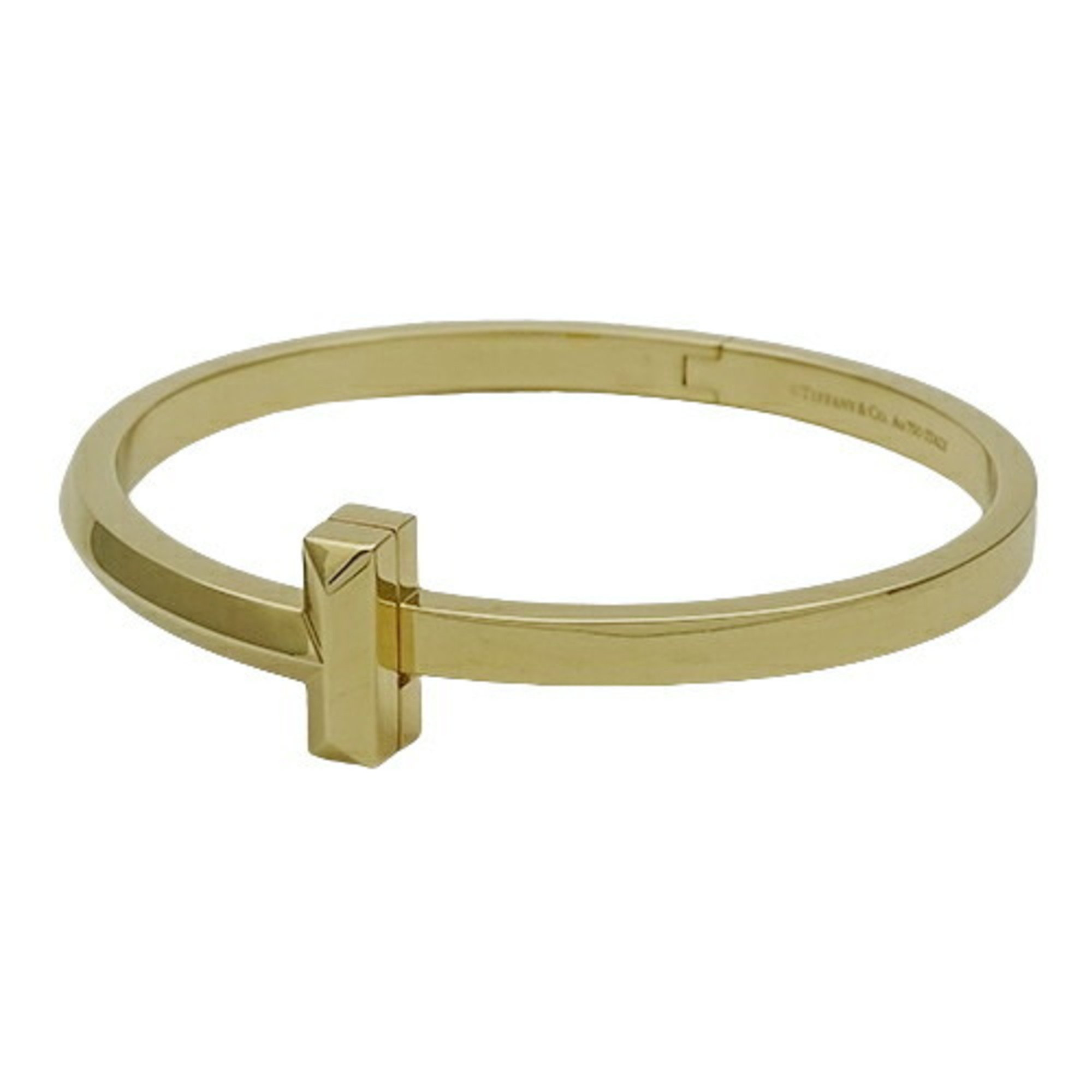 Tiffany & Co. Bracelet for Women and Men, Bangle, 750YG, T-One Wide Hinge, Large, Yellow Gold