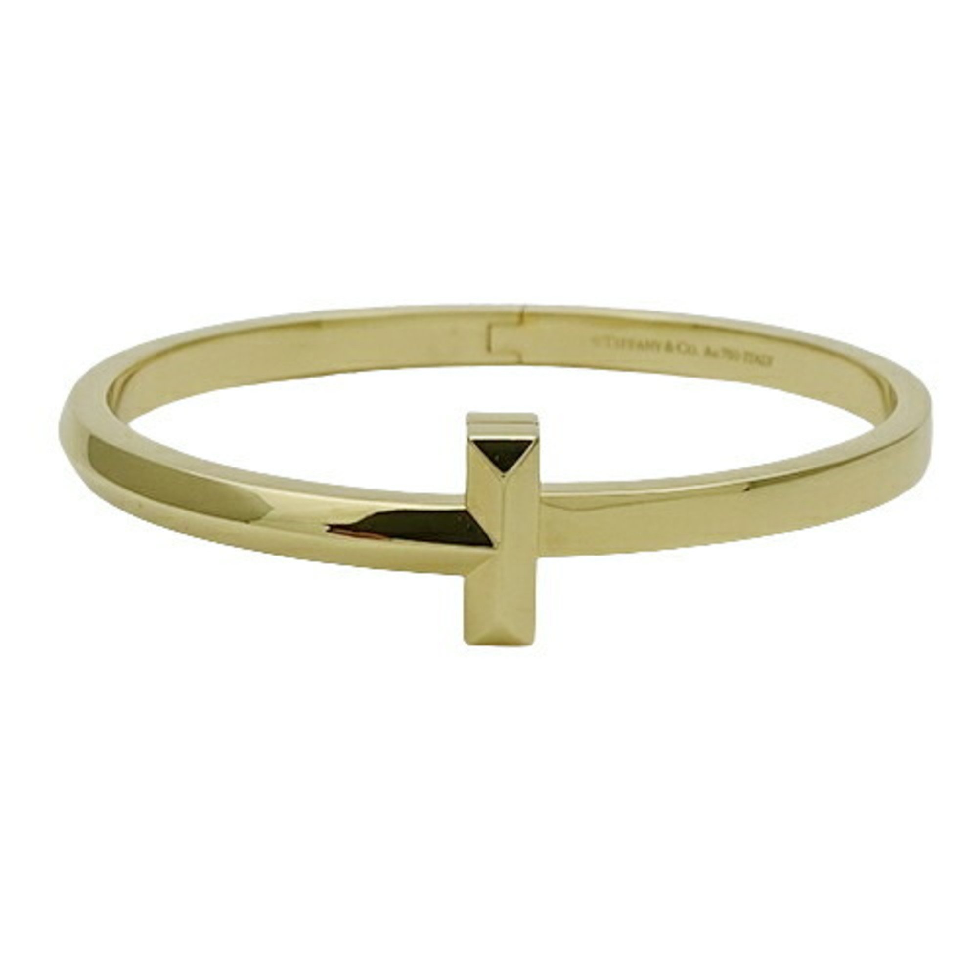 Tiffany & Co. Bracelet for Women and Men, Bangle, 750YG, T-One Wide Hinge, Large, Yellow Gold