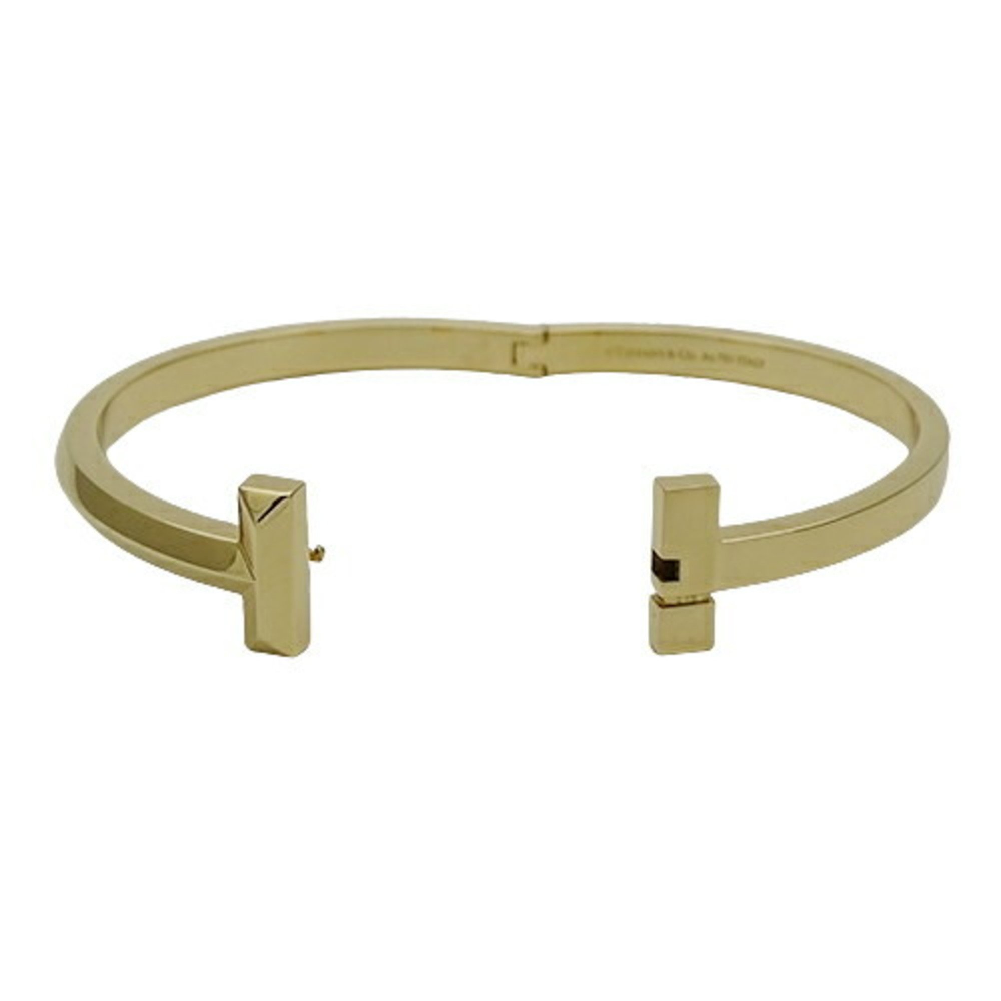 Tiffany & Co. Bracelet for Women and Men, Bangle, 750YG, T-One Wide Hinge, Large, Yellow Gold