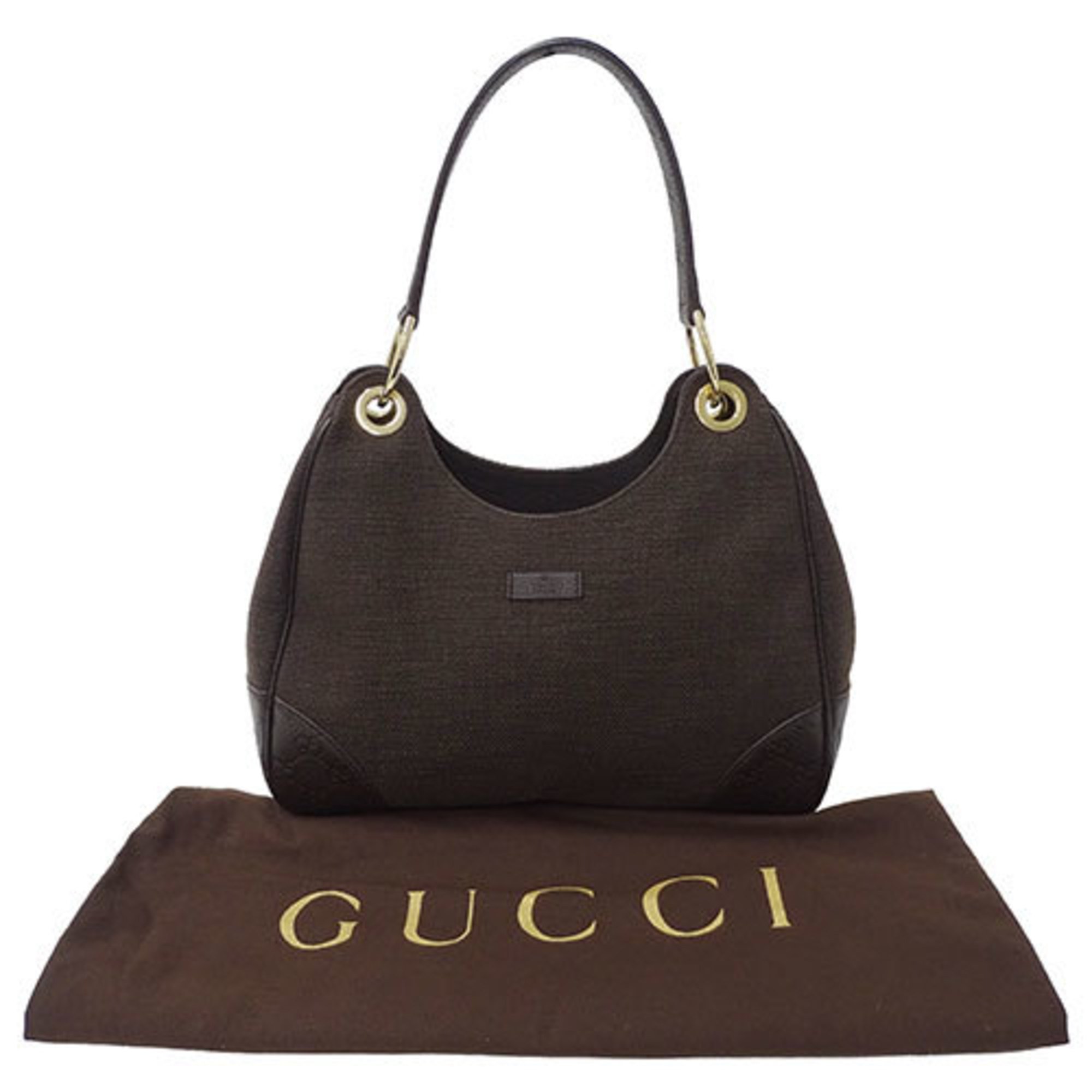 Gucci GUCCI bag women's shoulder canvas leather shima dark brown 257265