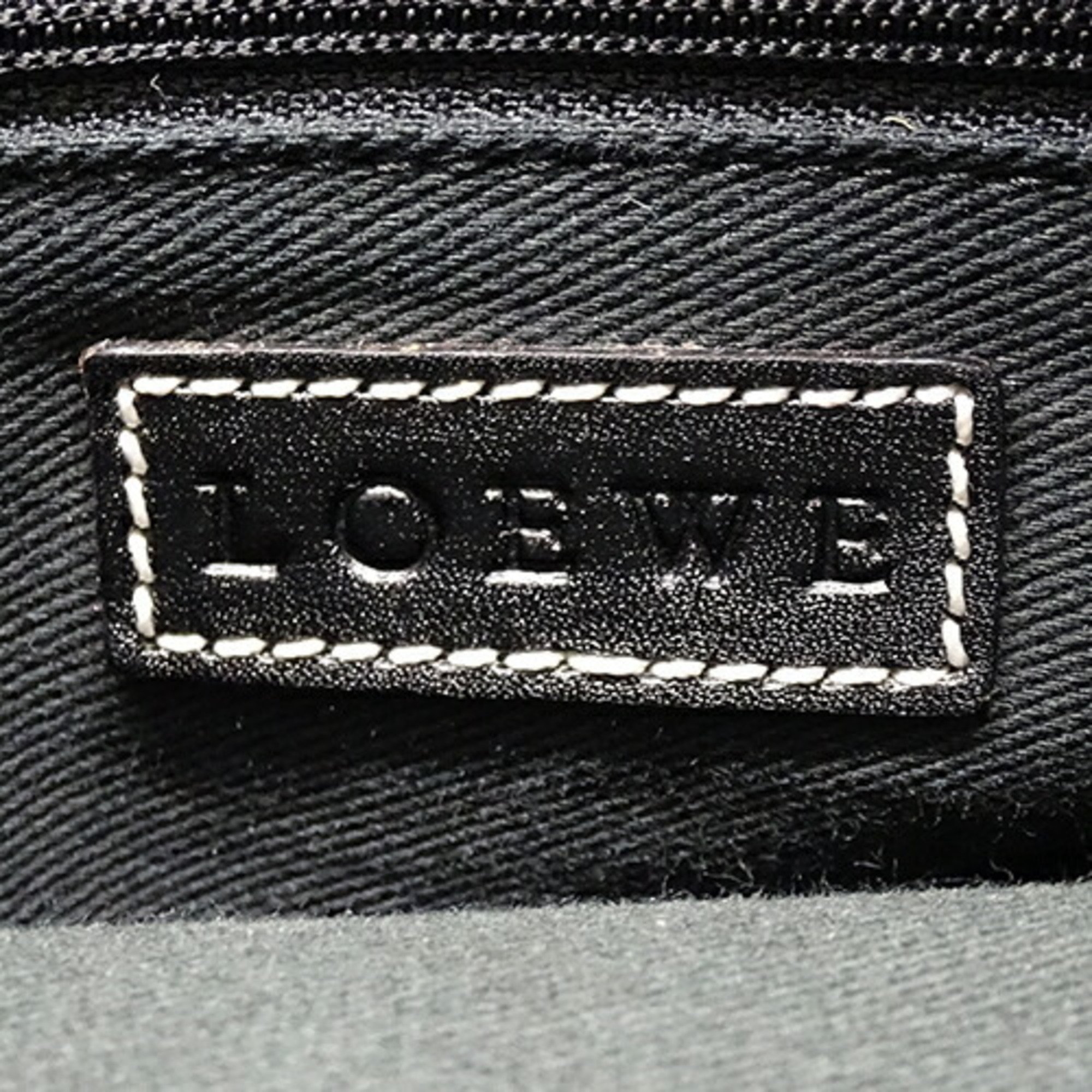 LOEWE Women's Anagram Handbag Tote Bag Canvas Leather Gray Black