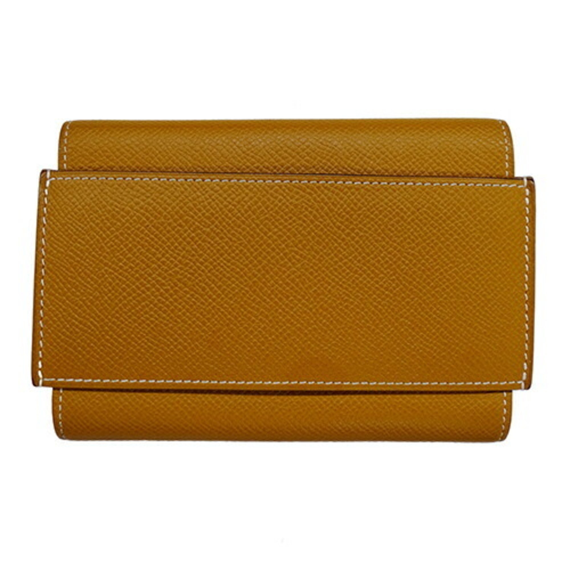 Hermes HERMES Wallet Passant Compact Women's Men's Bi-fold Epsom Leather Toffee X Stamp