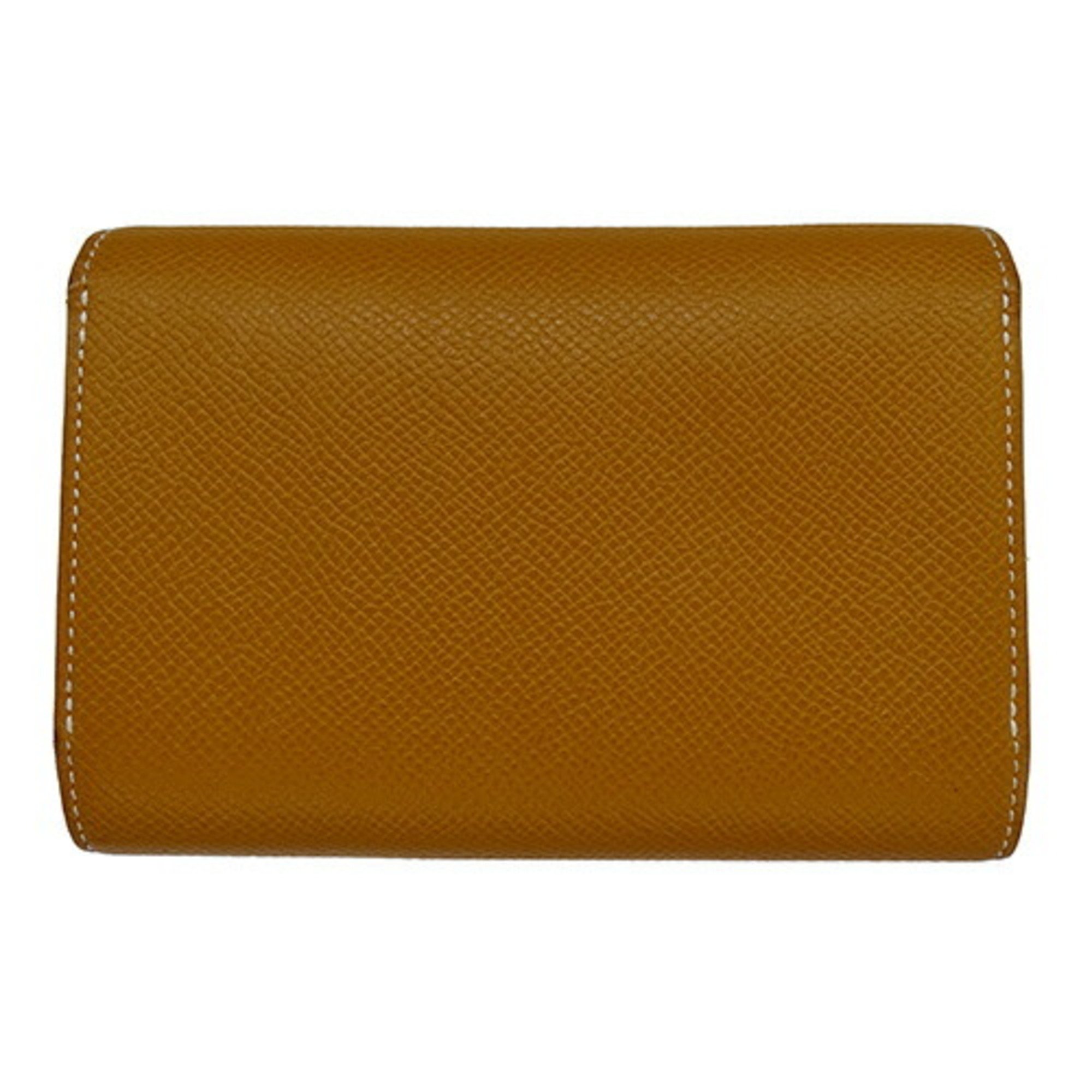 Hermes HERMES Wallet Passant Compact Women's Men's Bi-fold Epsom Leather Toffee X Stamp