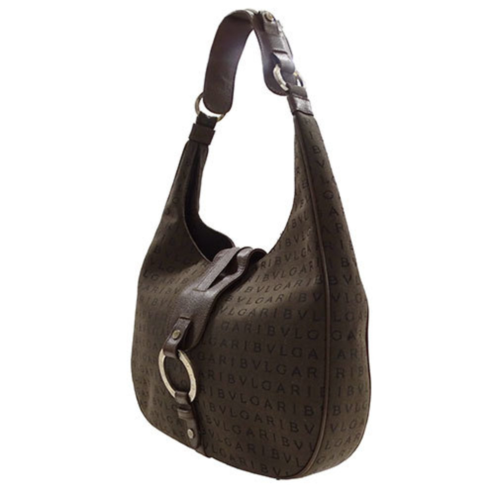 BVLGARI bag, women's shoulder canvas, Mania, dark brown