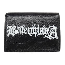 BALENCIAGA Wallet for Women and Men, Tri-fold Leather, DIY METAL, Black, 594312, Compact