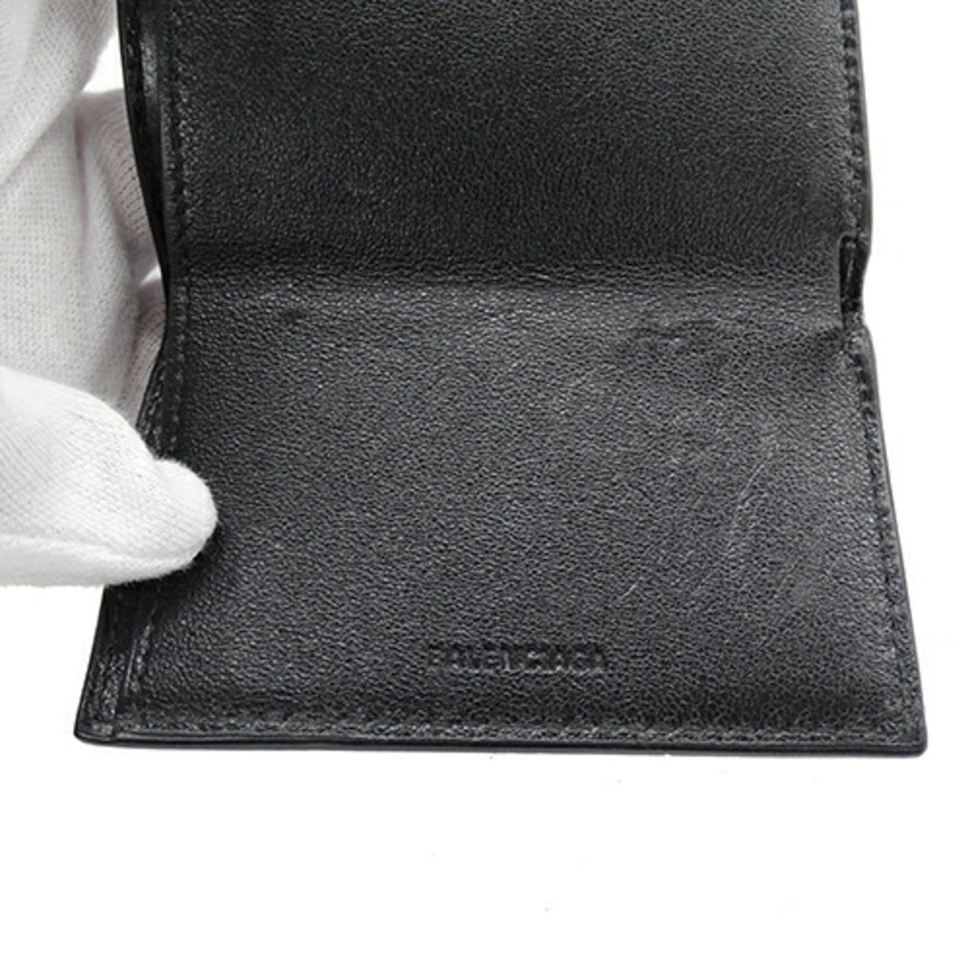 BALENCIAGA Wallet for Women and Men, Tri-fold Leather, DIY METAL, Black, 594312, Compact