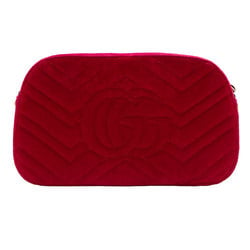 GUCCI Women's Shoulder Bag Velvet GG Marmont Red 447632 Chain Quilted