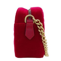 GUCCI Women's Shoulder Bag Velvet GG Marmont Red 447632 Chain Quilted