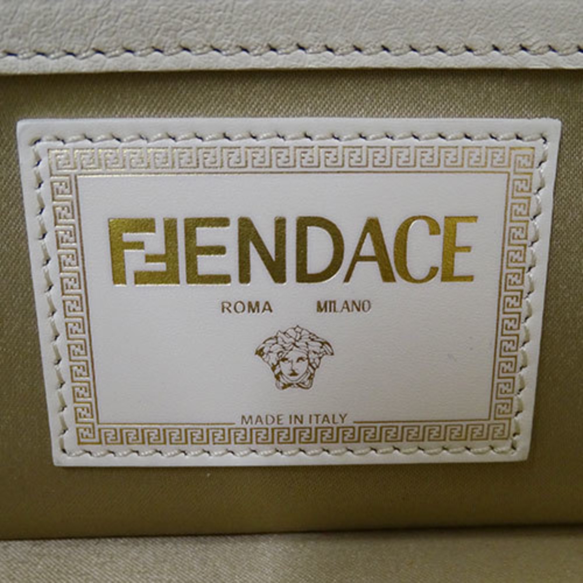 FENDI FENDACE Bag for Women Zucca Mamma Baguette Versace Collaboration Handbag Nylon White Gold