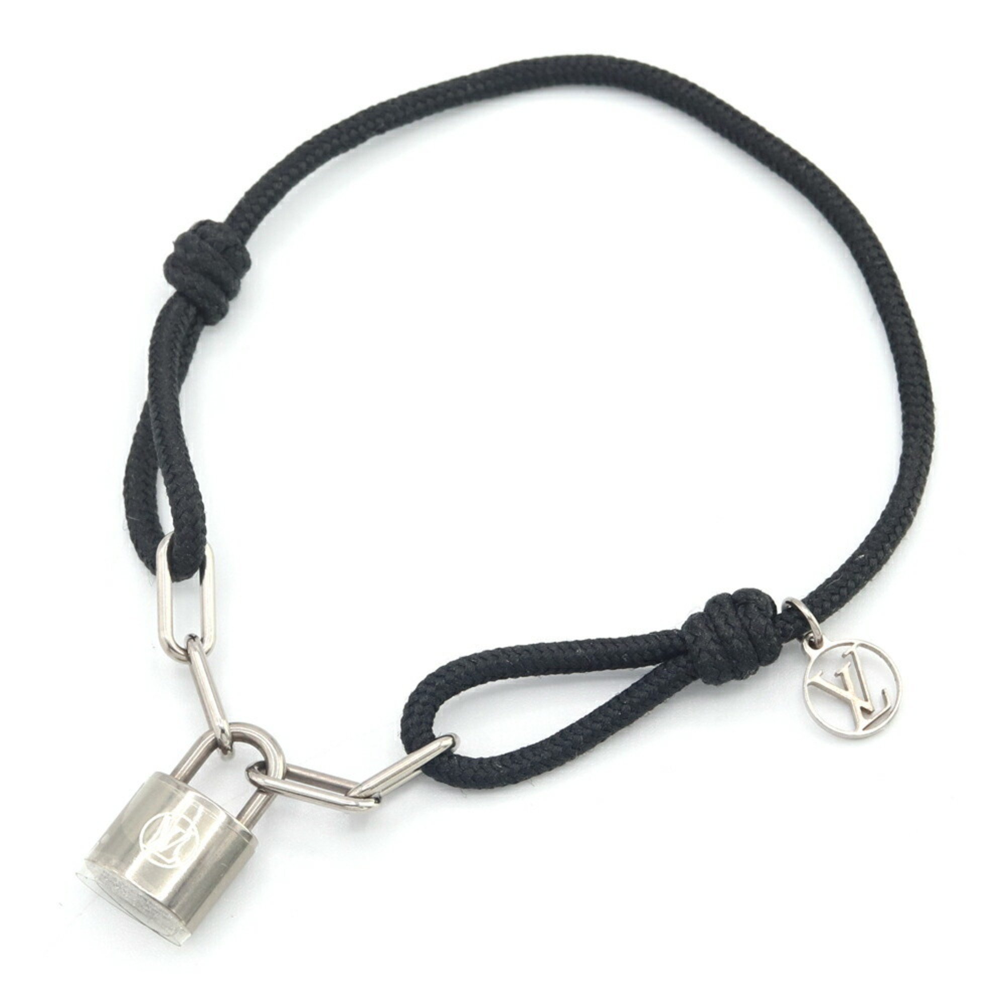 Louis Vuitton Bracelet Silver Lockit Virgil Abloh Q05267 Noir Titanium Polyester Accessory Men's Women's LOUIS VUITTON