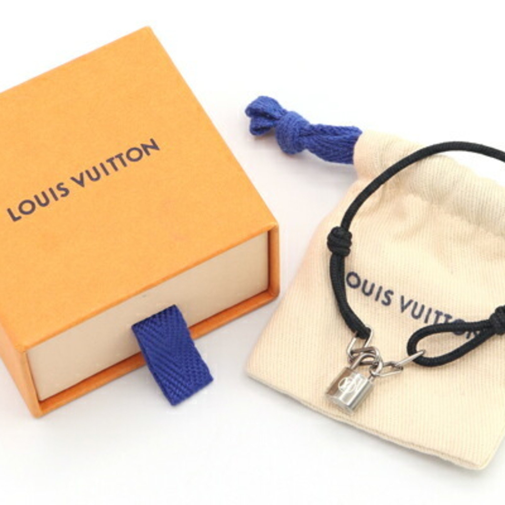 Louis Vuitton Bracelet Silver Lockit Virgil Abloh Q05267 Noir Titanium Polyester Accessory Men's Women's LOUIS VUITTON