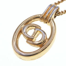 Christian Dior Dior Necklace CD Oval Pendant Gold Metal Choker Women's Old DIOR