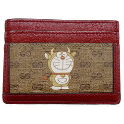 Gucci Card Case for Women and Men, Doraemon Collaboration, Petit Marmont Micro GG Leather, Red, Brown, 654539, Year of the Ox