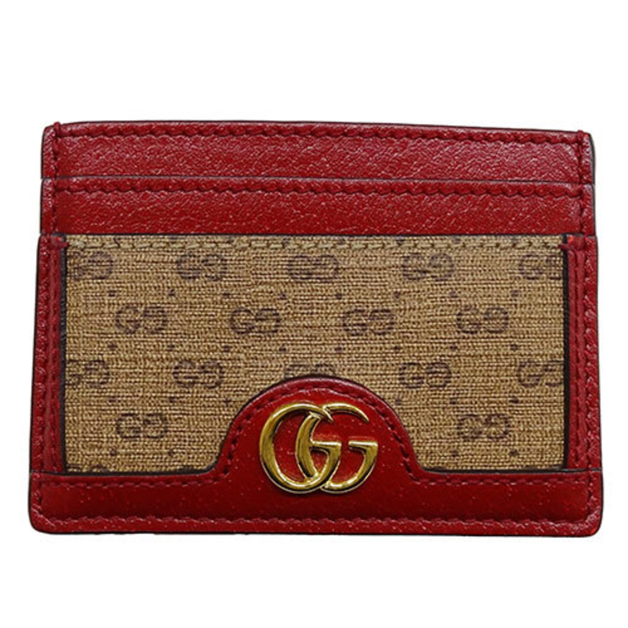 Gucci Card Case for Women and Men, Doraemon Collaboration, Petit Marmont Micro GG Leather, Red, Brown, 654539, Year of the Ox