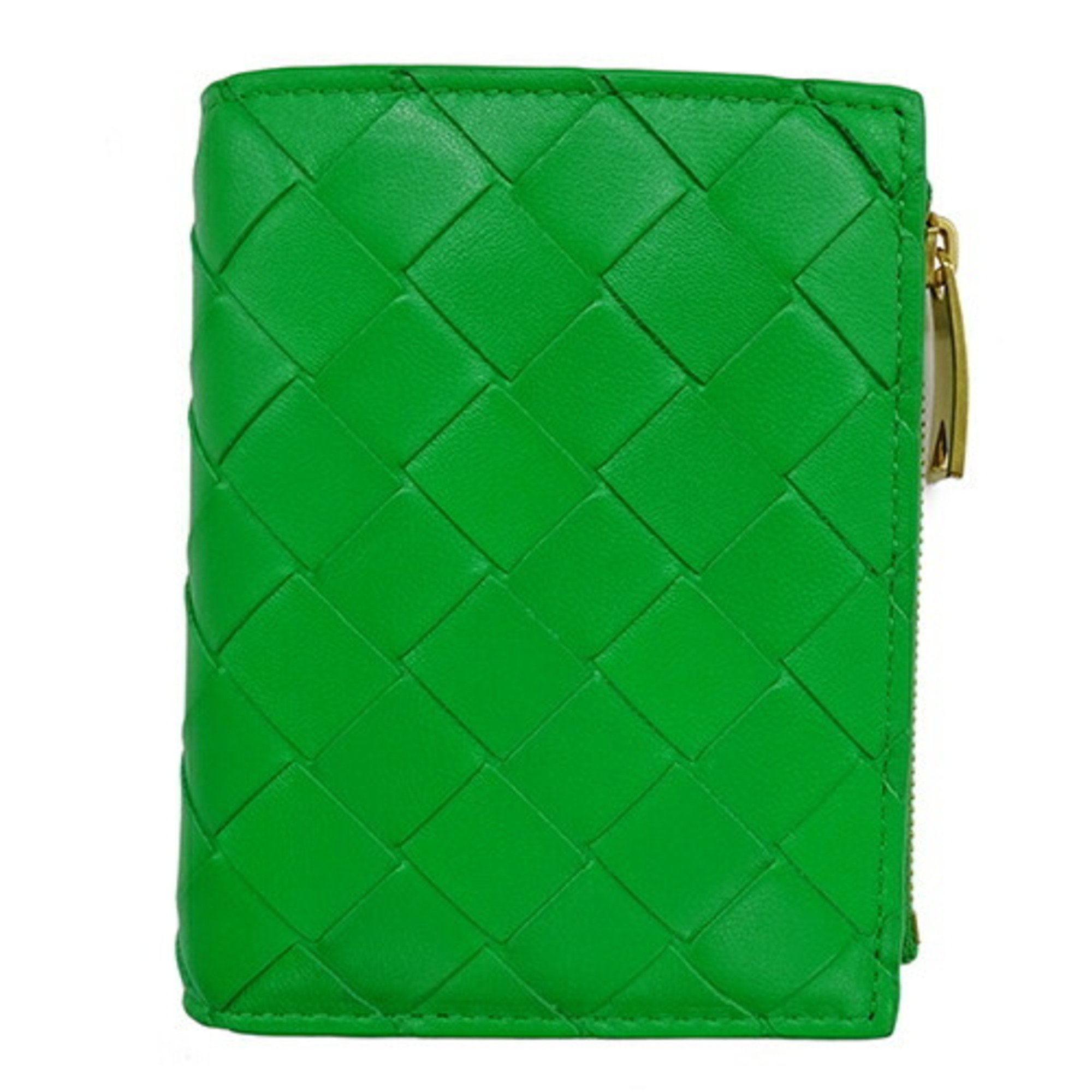 Bottega Veneta Wallet for Women and Men, Small Leather Bi-fold Wallet, Intrecciato, Green, Compact