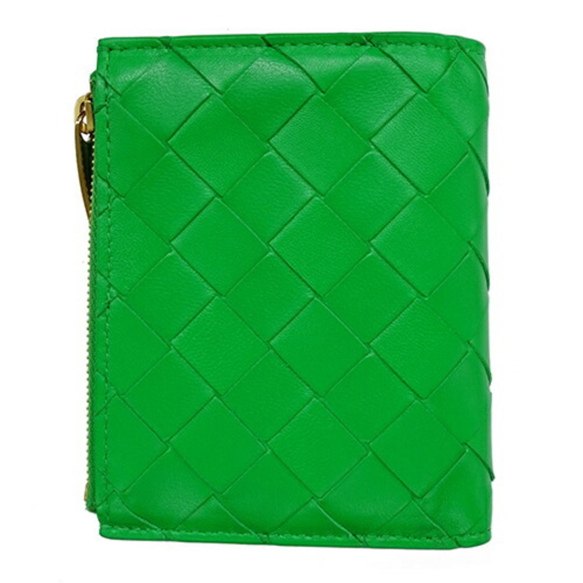 Bottega Veneta Wallet for Women and Men, Small Leather Bi-fold Wallet, Intrecciato, Green, Compact