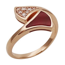 BVLGARI Women's Ring 750PG Diamond Carnelian Diva Dream Pink Gold 356444 #53 Size 12.5 Polished