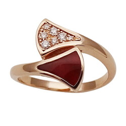 BVLGARI Women's Ring 750PG Diamond Carnelian Diva Dream Pink Gold 356444 #53 Size 12.5 Polished