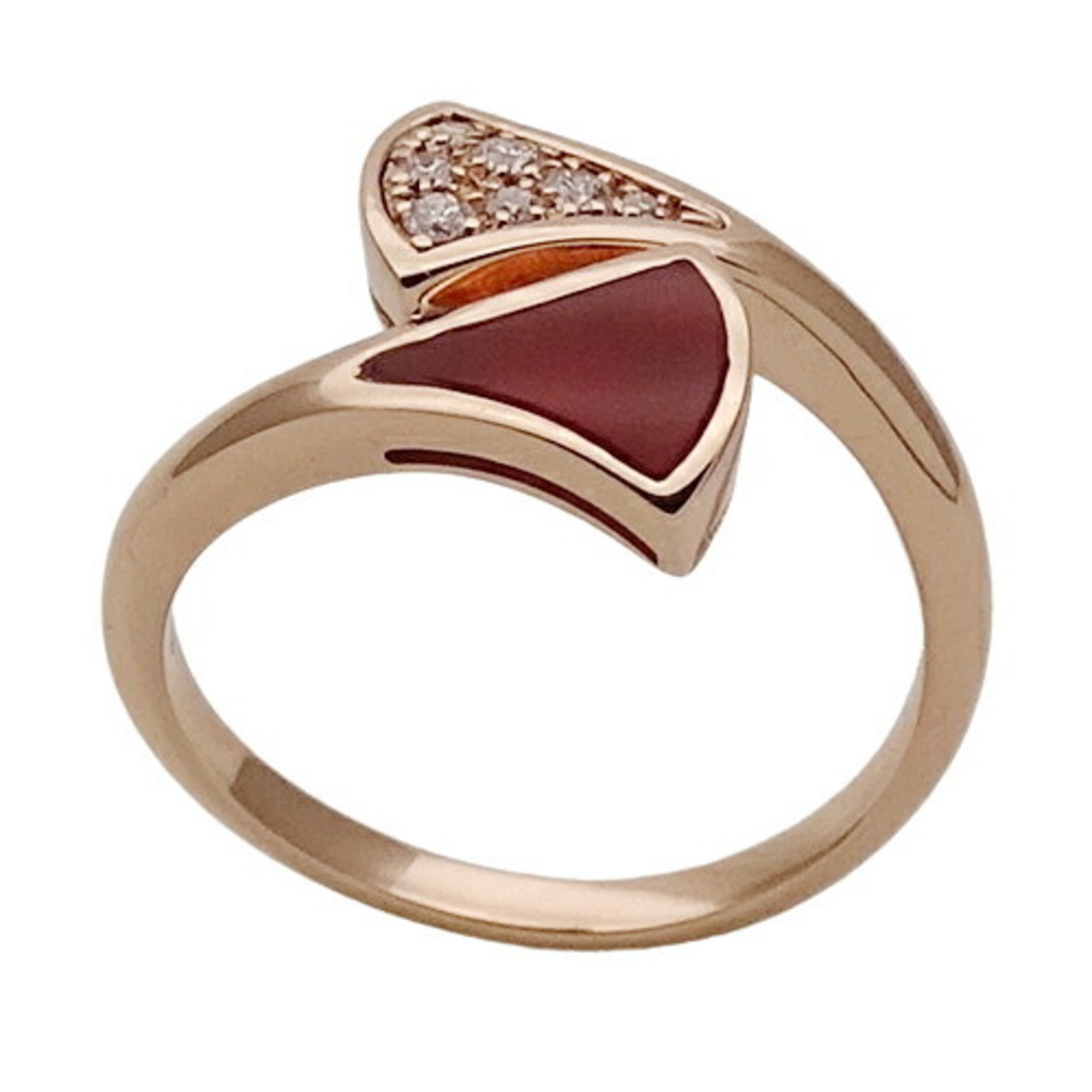 BVLGARI Women's Ring 750PG Diamond Carnelian Diva Dream Pink Gold 356444 #53 Size 12.5 Polished